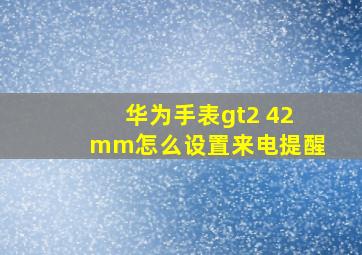 华为手表gt2 42mm怎么设置来电提醒