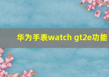 华为手表watch gt2e功能