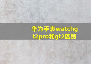 华为手表watchgt2pro和gt2区别