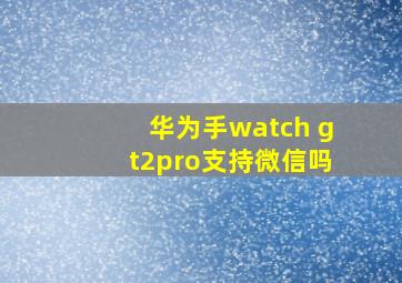 华为手watch gt2pro支持微信吗