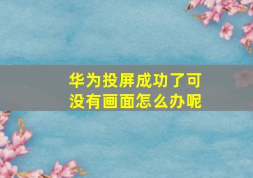 华为投屏成功了可没有画面怎么办呢