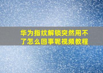 华为指纹解锁突然用不了怎么回事呢视频教程