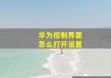 华为控制界面怎么打开设置