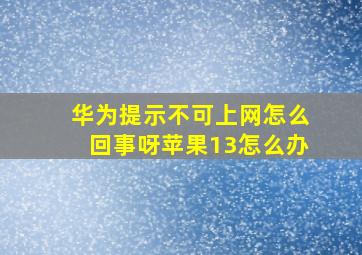 华为提示不可上网怎么回事呀苹果13怎么办