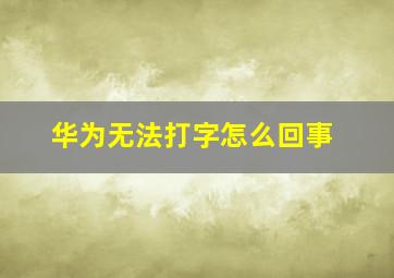 华为无法打字怎么回事