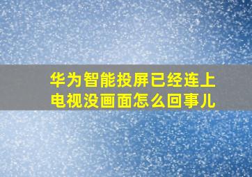 华为智能投屏已经连上电视没画面怎么回事儿