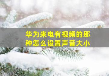 华为来电有视频的那种怎么设置声音大小