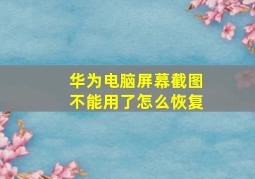 华为电脑屏幕截图不能用了怎么恢复