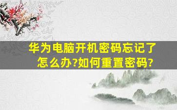 华为电脑开机密码忘记了怎么办?如何重置密码?