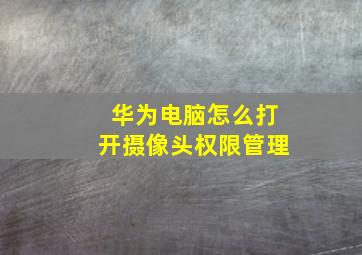 华为电脑怎么打开摄像头权限管理