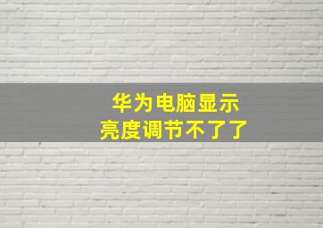 华为电脑显示亮度调节不了了