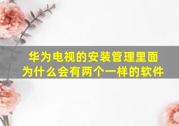 华为电视的安装管理里面为什么会有两个一样的软件