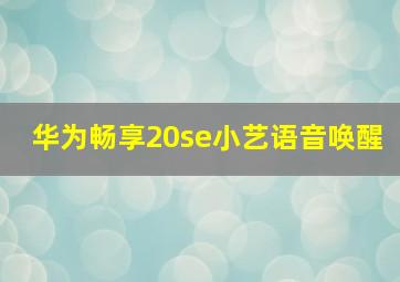 华为畅享20se小艺语音唤醒