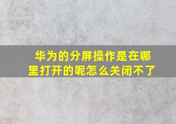 华为的分屏操作是在哪里打开的呢怎么关闭不了