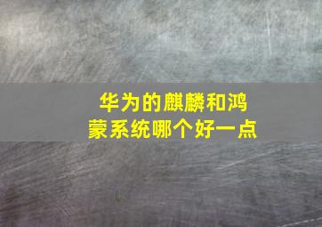 华为的麒麟和鸿蒙系统哪个好一点