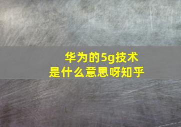 华为的5g技术是什么意思呀知乎