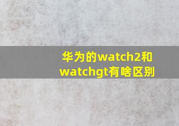 华为的watch2和watchgt有啥区别