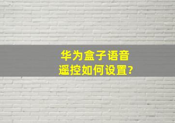 华为盒子语音遥控如何设置?