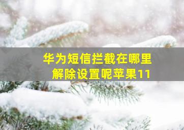 华为短信拦截在哪里解除设置呢苹果11