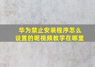 华为禁止安装程序怎么设置的呢视频教学在哪里