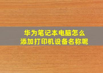 华为笔记本电脑怎么添加打印机设备名称呢