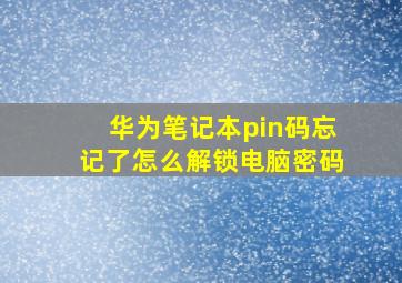 华为笔记本pin码忘记了怎么解锁电脑密码