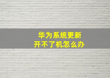 华为系统更新开不了机怎么办