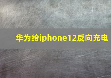 华为给iphone12反向充电