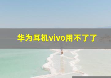 华为耳机vivo用不了了