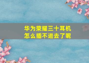 华为荣耀三十耳机怎么插不进去了呢