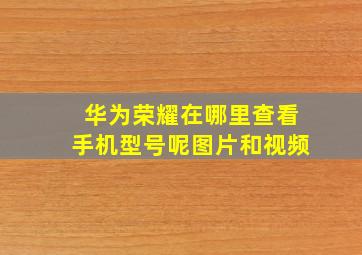 华为荣耀在哪里查看手机型号呢图片和视频