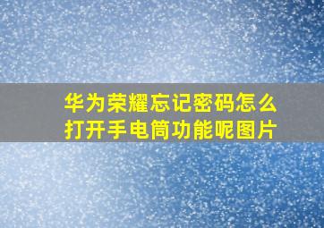 华为荣耀忘记密码怎么打开手电筒功能呢图片