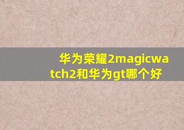 华为荣耀2magicwatch2和华为gt哪个好