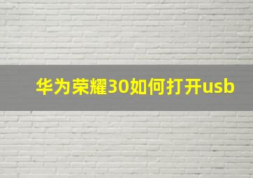 华为荣耀30如何打开usb