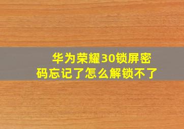 华为荣耀30锁屏密码忘记了怎么解锁不了