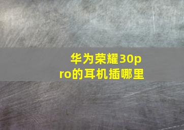 华为荣耀30pro的耳机插哪里