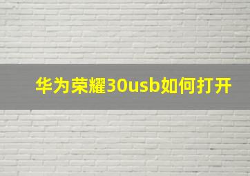 华为荣耀30usb如何打开