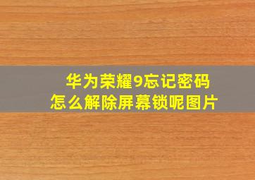 华为荣耀9忘记密码怎么解除屏幕锁呢图片