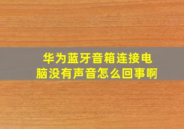 华为蓝牙音箱连接电脑没有声音怎么回事啊