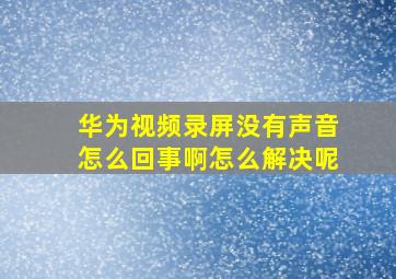 华为视频录屏没有声音怎么回事啊怎么解决呢