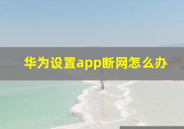 华为设置app断网怎么办