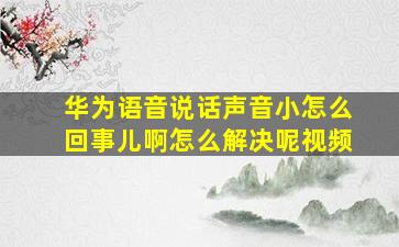 华为语音说话声音小怎么回事儿啊怎么解决呢视频