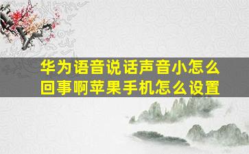 华为语音说话声音小怎么回事啊苹果手机怎么设置