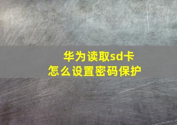 华为读取sd卡怎么设置密码保护