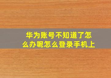 华为账号不知道了怎么办呢怎么登录手机上