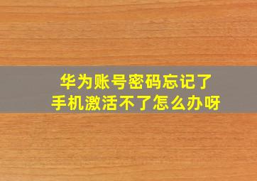 华为账号密码忘记了手机激活不了怎么办呀