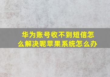 华为账号收不到短信怎么解决呢苹果系统怎么办