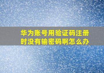 华为账号用验证码注册时没有输密码啊怎么办