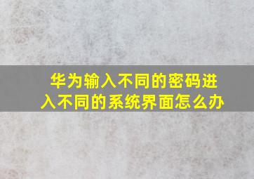 华为输入不同的密码进入不同的系统界面怎么办