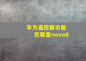 华为遥控器功能在哪里nova8